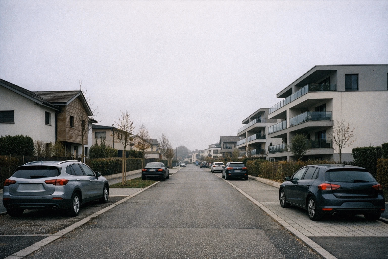 Vue d'architecture représentative du quartier de Plan-les-Ouates à Genève — Renovhome SA y intervient régulièrement.