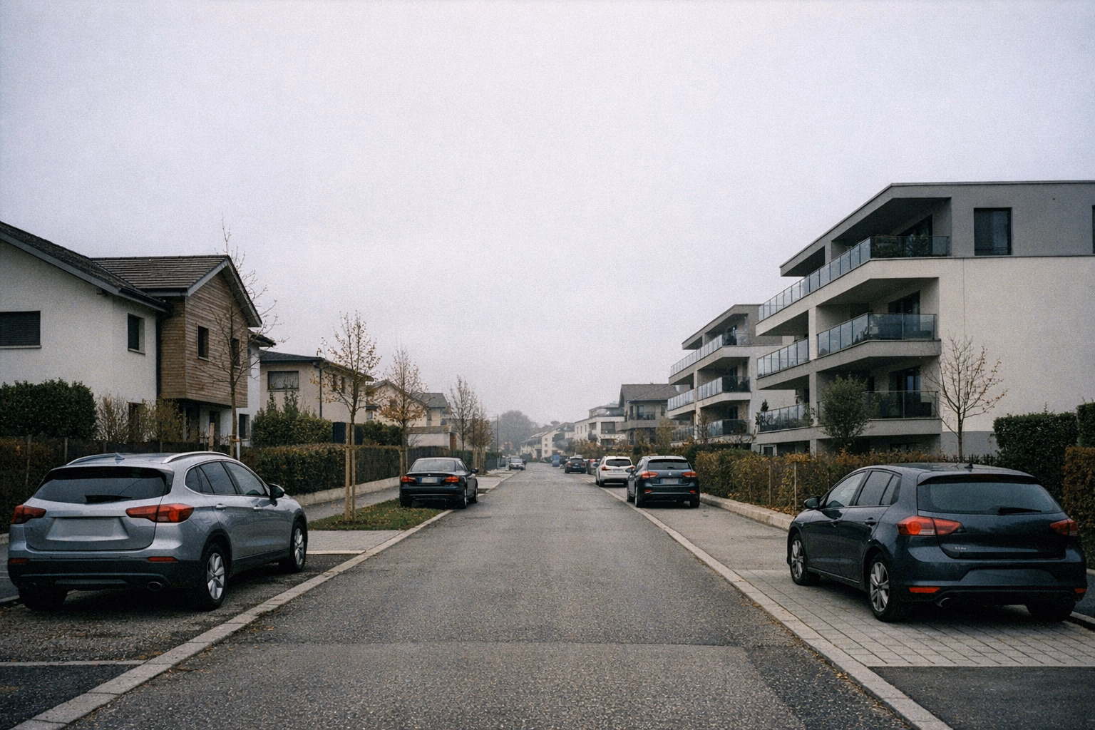 Vue d'architecture représentative du quartier de Plan-les-Ouates à Genève — Renovhome SA y intervient régulièrement.